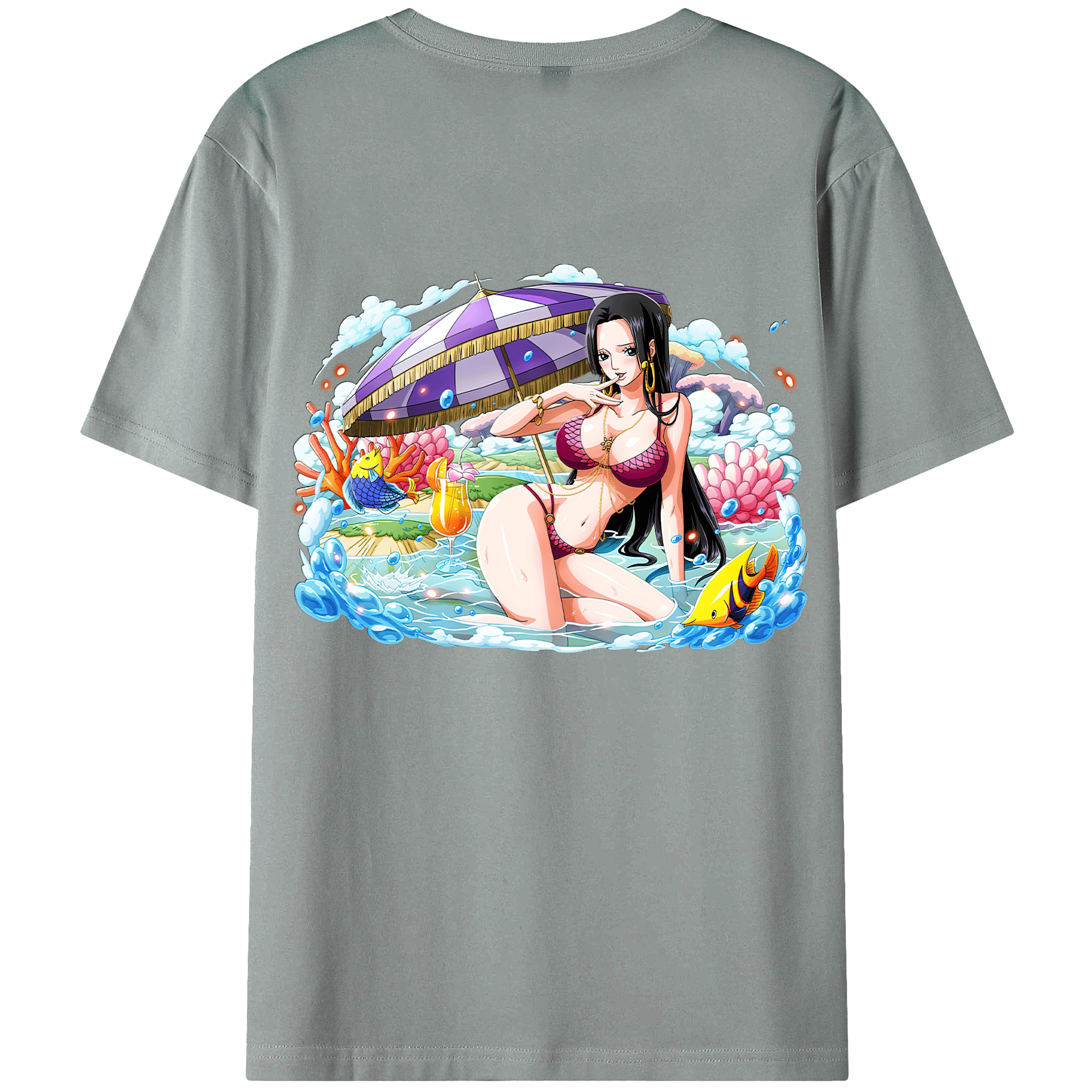 ワンピース ボア・ハンコック ONE PIECE Boa·Hancock 綿100％ メンズ半袖Tシャツ（バックプリント） 通気性